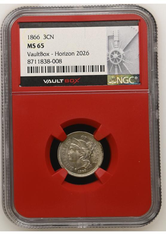 1866 3CN NGC MS65 FRONT