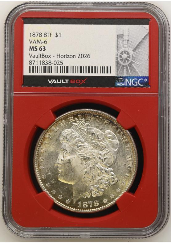 1878 8TF $1 VAM-6 NGC MS63 FRONT
