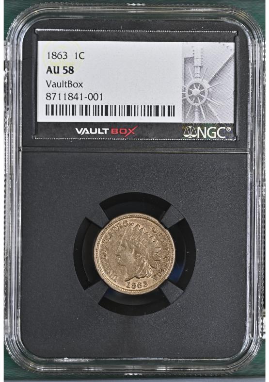 1863 1C NGC AU58 FRONT