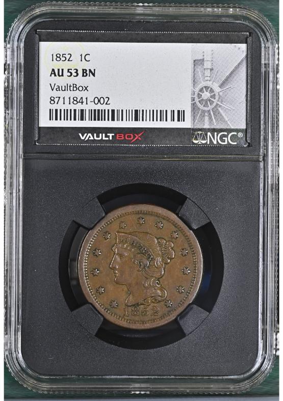1852 1C NGC AU53BN FRONT