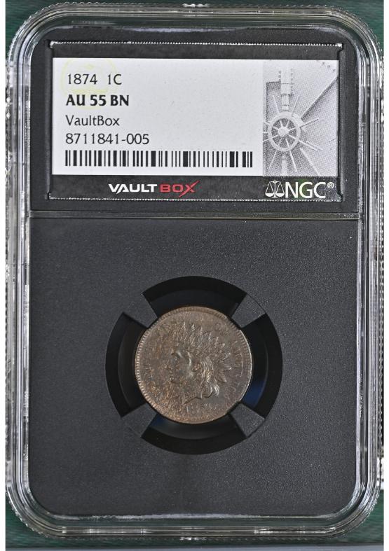 1874 1C NGC AU55BN FRONT