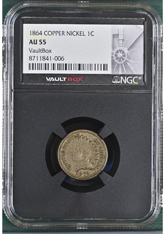 1864 COPPER NICKEL 1C NGC AU55 FRONT