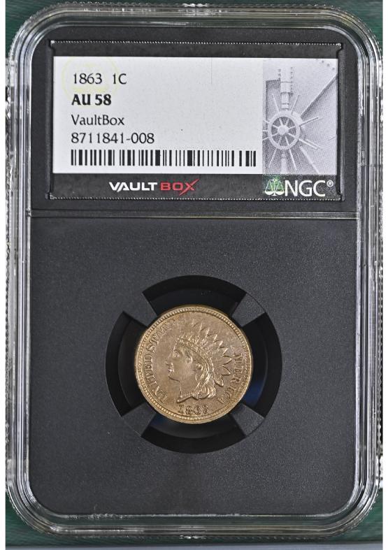 1863 1C NGC AU58 FRONT