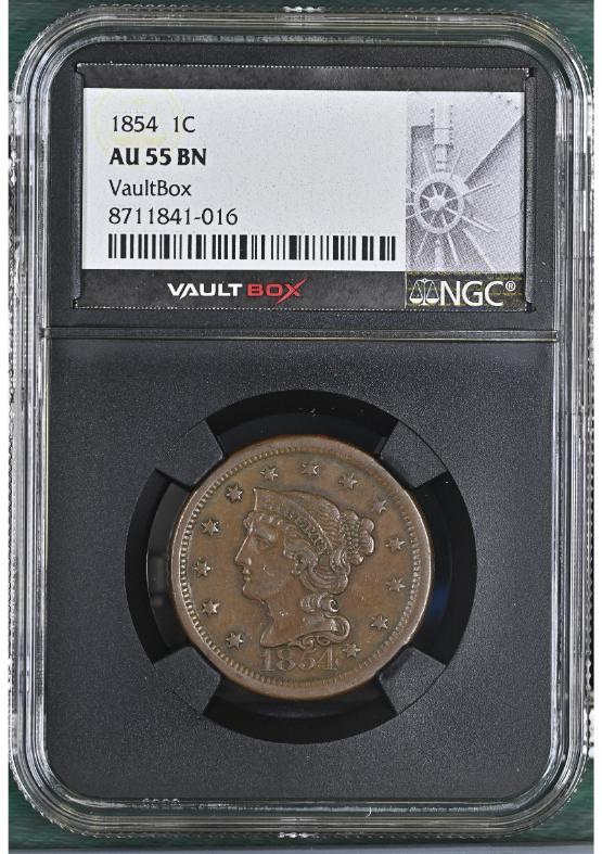 1854 1C NGC AU55BN FRONT