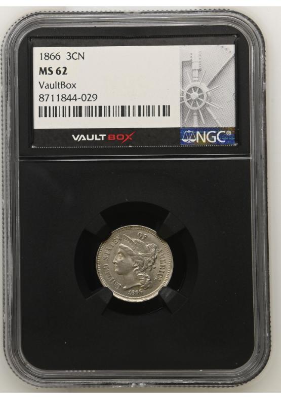 1866 3CN NGC MS62 FRONT