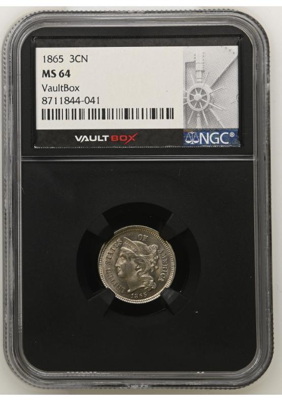 1865 3CN NGC MS64 FRONT