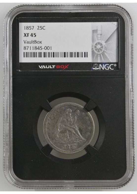 1857 25C NGC XF45 FRONT