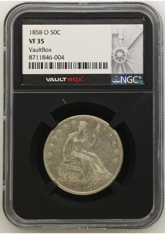 1858-O 50C NGC VF35 FRONT