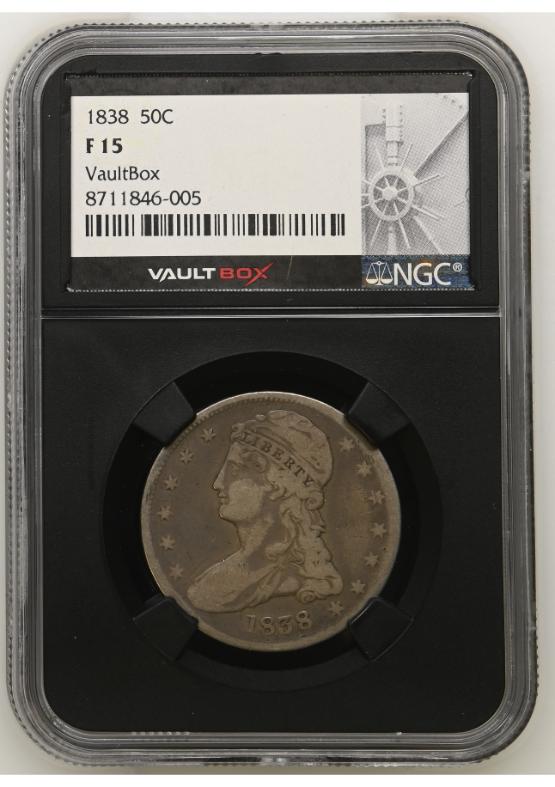 1838 50C NGC F15 FRONT