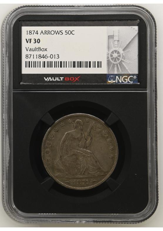 1874 ARROWS 50C NGC VF30 FRONT