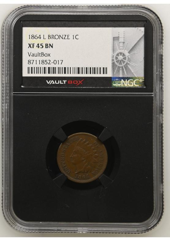 1864 L BRONZE 1C NGC XF45BN FRONT