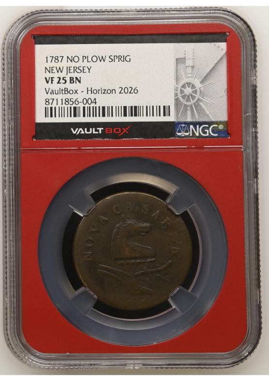 1787 NO PLOW SPRIG NEW JERSEY NGC VF25BN FRONT