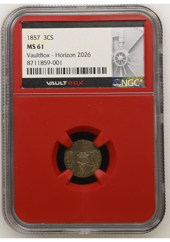 1857 3CS NGC MS61 FRONT