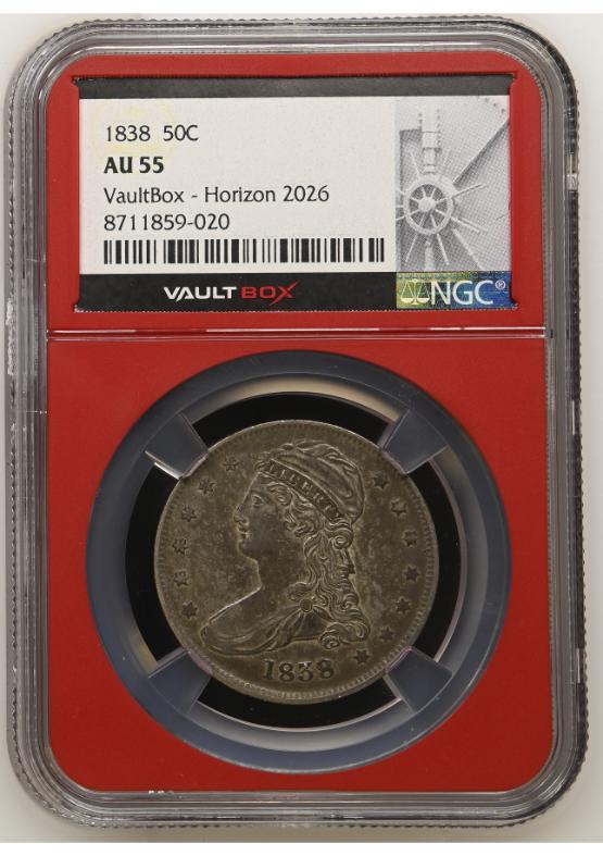 1838 50C NGC AU55 FRONT