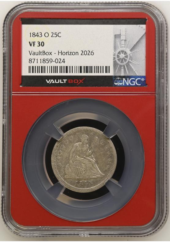 1843-O 25C NGC VF30 FRONT