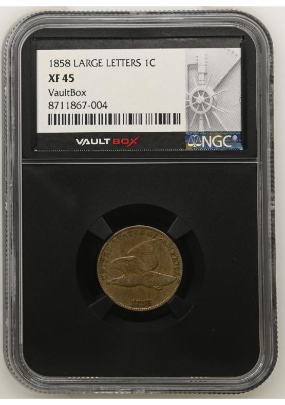 1858 LARGE LETTERS 1C NGC XF45 FRONT