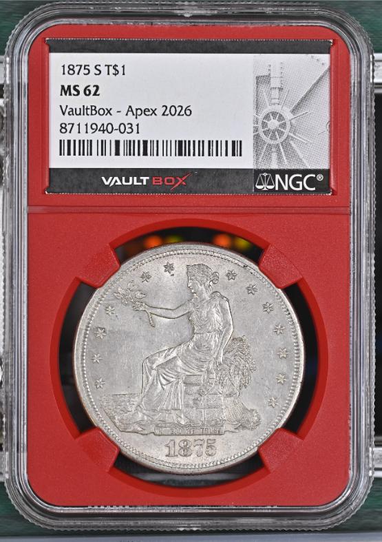 1875-S T$1 NGC MS62 FRONT
