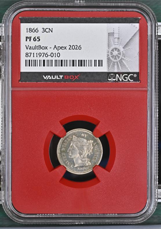 1866 3CN NGC PF65 FRONT