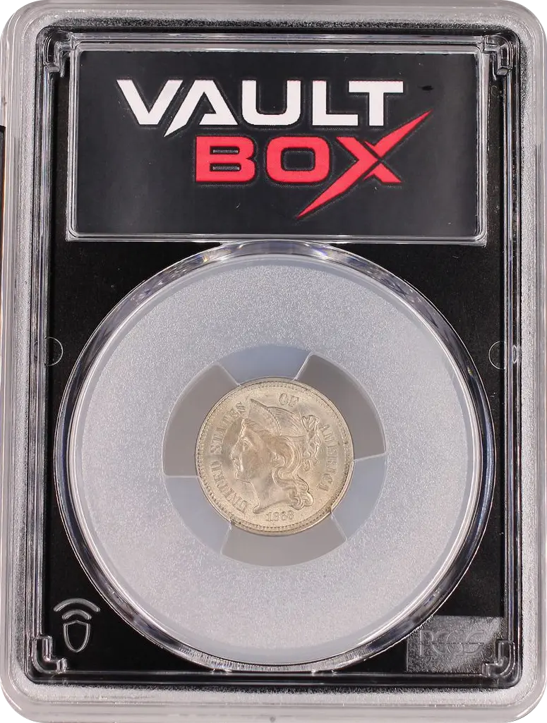 1868 3CN PCGS MS63 FRONT