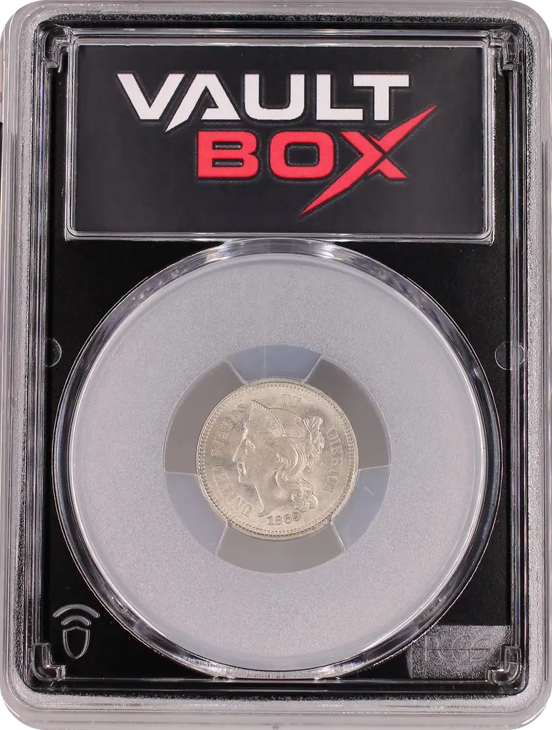 1869 3CN PCGS MS63 FRONT
