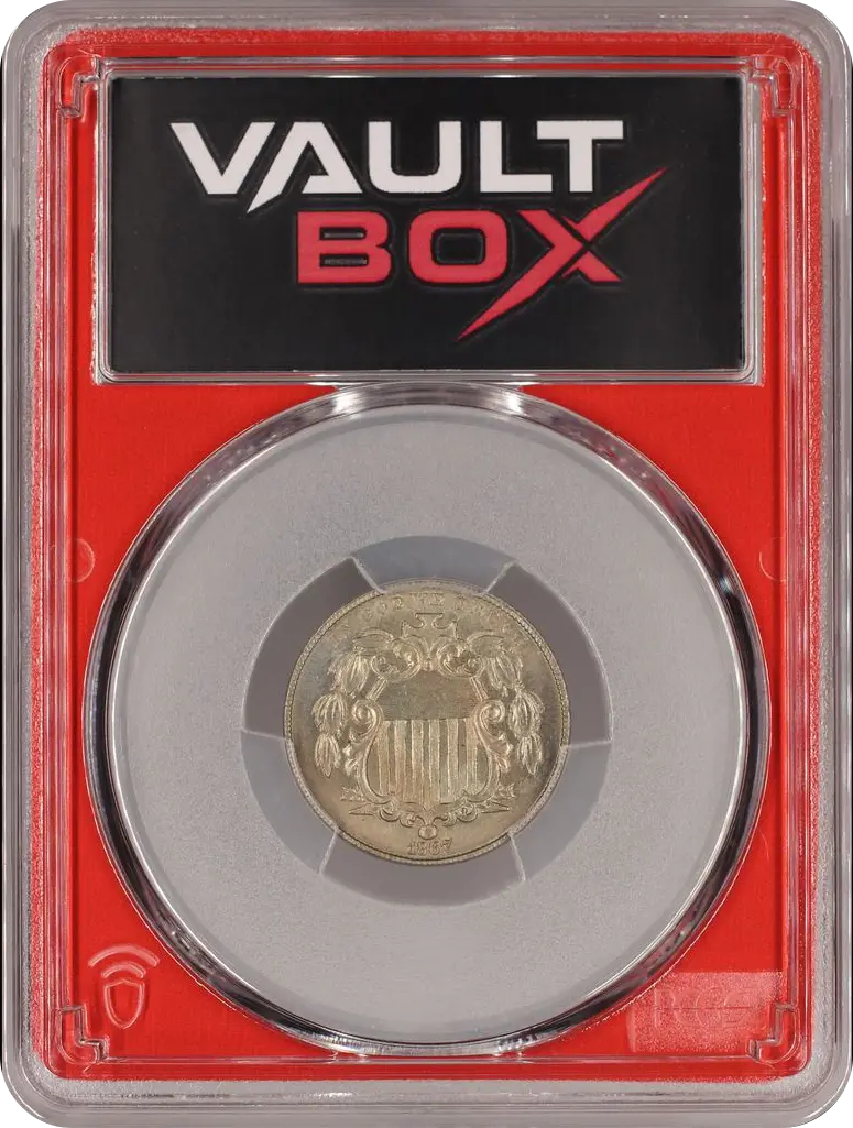 1867 5C NO RAYS PCGS MS65 FRONT