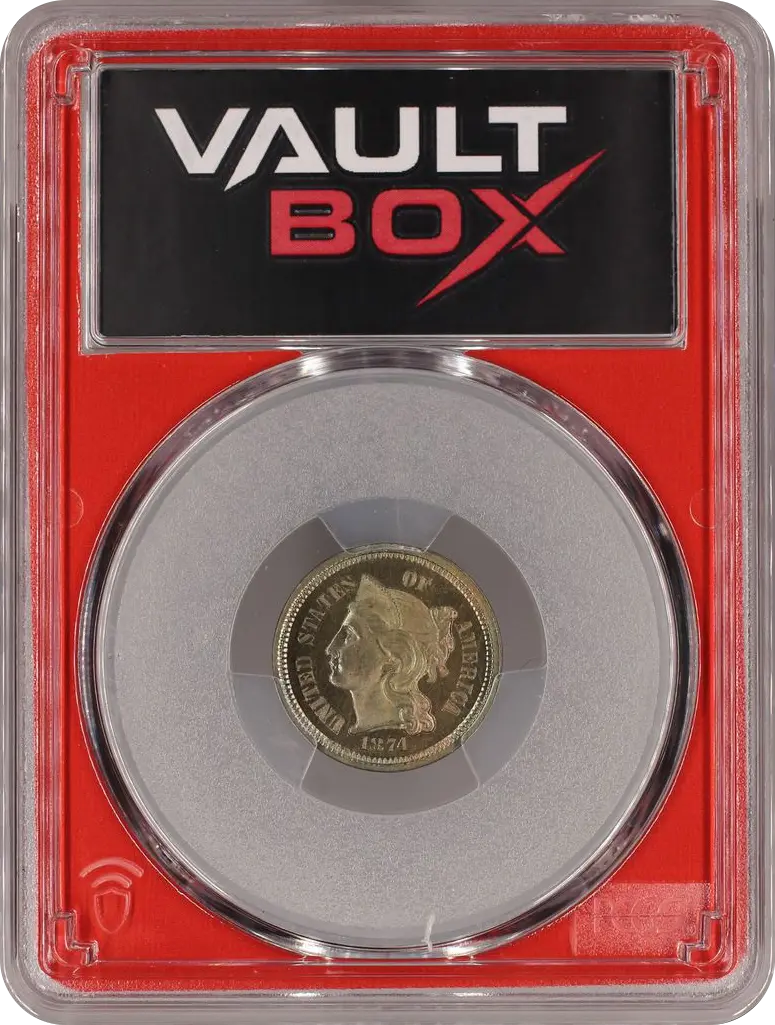 1874 3CN PCGS PR65 FRONT