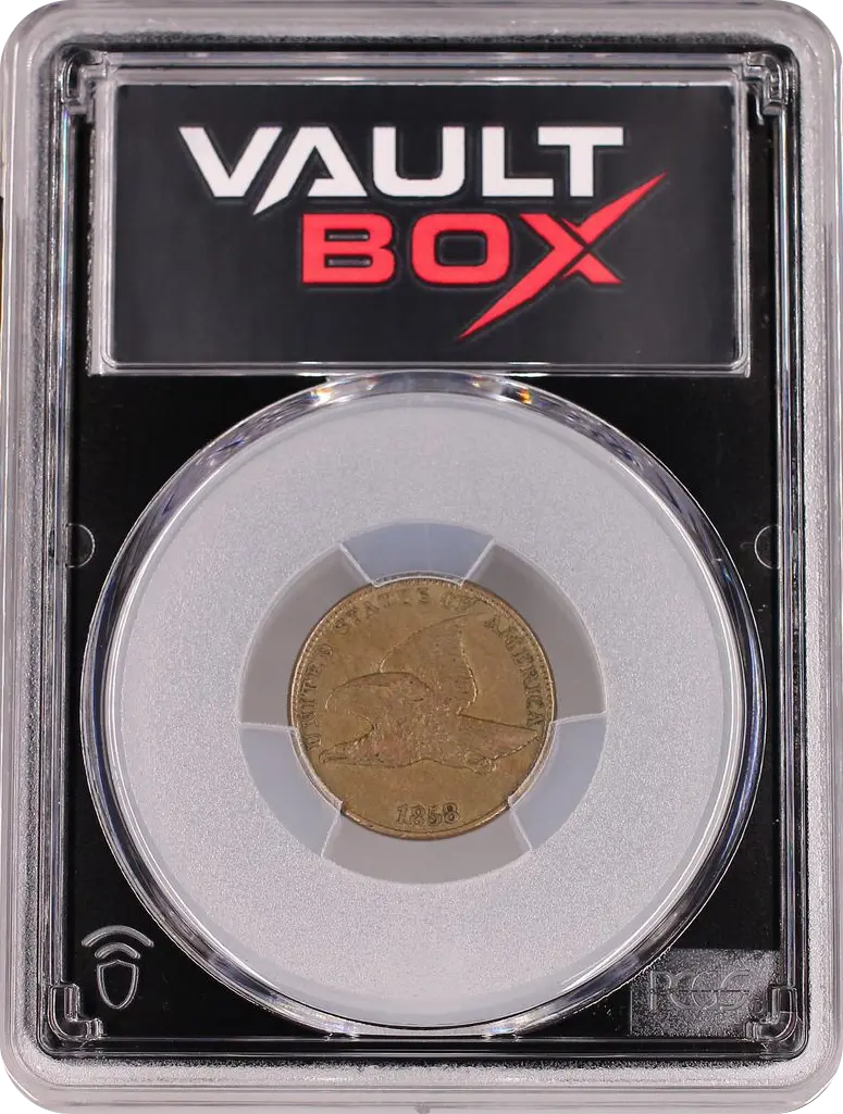 1858 1C LARGE LETTERS PCGS AU50 FRONT